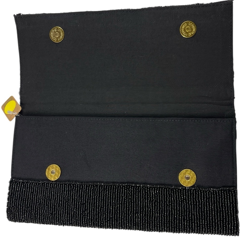 USA Beaded Black Clutch Shoulder Purse Goldtone Strap American Patriotic - Picture 5 of 13